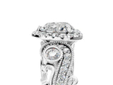White gold Heart Cut Diamond Halo Ring with Milgrain Pavé Band and Four-Prong Setting_69