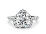 White gold Heart Cut Diamond Halo Ring with Pavé Band and Four-Prong Setting_122
