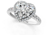 White gold Heart Cut Diamond Halo Ring with Pavé Band and Four-Prong Setting_123