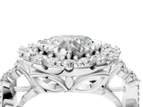 White gold Heart Cut Diamond Halo Ring with Pavé Band and Four-Prong Setting_63