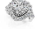 White gold Heart Cut Diamond Halo Ring with Pavé Band and Four-Prong Setting_64