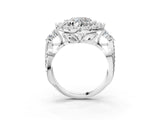 White gold Heart Cut Diamond Halo Ring with Pavé Band and Four-Prong Setting_66