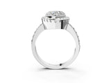 White gold Heart Cut Diamond Halo Ring with Pavé Band and Prong Setting_10
