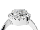 White gold Heart Cut Diamond Halo Ring with Pavé Band and Prong Setting_11