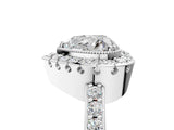 White gold Heart Cut Diamond Halo Ring with Pavé Band and Prong Setting_12
