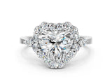 White gold Heart Cut Diamond Halo Ring with Pear Side Stones and Prong Setting_73