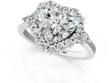 White gold Heart Cut Diamond Halo Ring with Pear Side Stones and Prong Setting_74