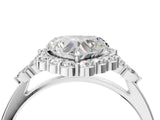 White gold Heart Cut Diamond Halo Ring with Pear Side Stones and Prong Setting_77