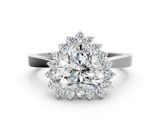 White gold Heart Cut Diamond Halo Ring with Round Brilliant Halo and Solitaire Band_101