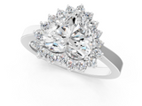 White gold Heart Cut Diamond Halo Ring with Round Brilliant Halo and Solitaire Band_102