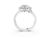 White gold Heart Cut Diamond Halo Ring with Round Brilliant Halo and Solitaire Band_104