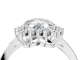 White gold Heart Cut Diamond Halo Ring with Round Brilliant Halo and Solitaire Band_105