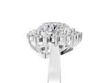 White gold Heart Cut Diamond Halo Ring with Round Brilliant Halo and Solitaire Band_106