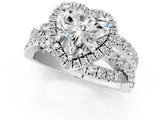 White gold Heart Cut Diamond Halo Ring with Round Split Shank and Prong Setting_13