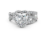 White gold Heart Cut Diamond Halo Ring with Round Split Shank and Prong Setting_18
