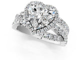 White gold Heart Cut Diamond Halo Ring with Round Split Shank and Prong Setting_19