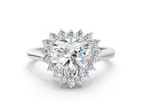 White gold Heart Cut Diamond Halo Ring with Solitaire Band and Prong Setting_83