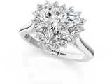 White gold Heart Cut Diamond Halo Ring with Solitaire Band and Prong Setting_83