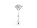 White gold Heart Cut Diamond Halo Ring with Solitaire Band and Prong Setting_85