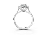 White gold Heart Cut Diamond Halo Ring with Solitaire Band and Prong Setting_86