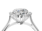 White gold Heart Cut Diamond Halo Ring with Solitaire Band and Prong Setting_87