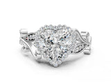 White gold Heart Cut Diamond Halo Ring with Vintage Split Shank and Four-Prong Setting_59