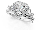 White gold Heart Cut Diamond Halo Ring with Vintage Split Shank and Four-Prong Setting_62