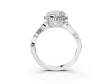White gold Heart Cut Diamond Halo Ring with Vintage Split Shank and Four-Prong Setting_64
