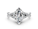 White gold Heart Cut Diamond  Halo Twist Band Solitaire Prong Setting Ring_24