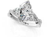 White gold Heart Cut Diamond  Halo Twist Band Solitaire Prong Setting Ring_25