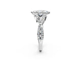 White gold Heart Cut Diamond  Halo Twist Band Solitaire Prong Setting Ring_26