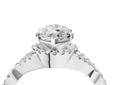 White gold Heart Cut Diamond  Halo Twist Band Solitaire Prong Setting Ring_28