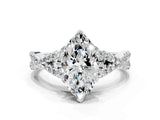 White gold Heart Cut Diamond  Halo Twist Band Solitaire Prong Setting Ring_54