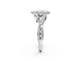 White gold Heart Cut Diamond  Halo Twist Band Solitaire Prong Setting Ring_56
