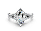 White gold Heart Cut Diamond  Halo Twist Band Solitaire Prong Setting Ring_84