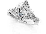 White gold Heart Cut Diamond  Halo Twist Band Solitaire Prong Setting Ring_84