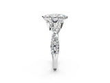 White gold Heart Cut Diamond  Halo Twist Band Solitaire Prong Setting Ring_85