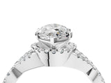 White gold Heart Cut Diamond  Halo Twist Band Solitaire Prong Setting Ring_92