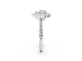 White gold Heart Cut Diamond Milgrain Floral Halo Engagement Ring with Pavé Band_23