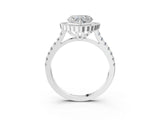 White gold Heart Cut Diamond Milgrain Floral Halo Engagement Ring with Pavé Band_24