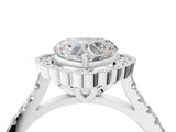 White gold Heart Cut Diamond Milgrain Floral Halo Engagement Ring with Pavé Band_25