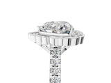 White gold Heart Cut Diamond Milgrain Floral Halo Engagement Ring with Pavé Band_26