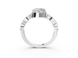 White gold Heart Cut Diamond Milgrain Marquise Band with Prong Setting_8
