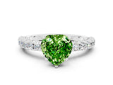 White gold Heart Cut Diamond Pavé Band Solitaire Ring with Prong Setting