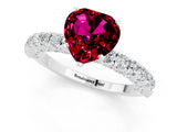 White gold Heart Cut Diamond Pavé Band Solitaire Ring with Prong Setting_1