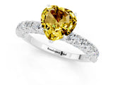 White gold Heart Cut Diamond Pavé Band Solitaire Ring with Prong Setting_1