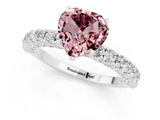 White gold Heart Cut Diamond Pavé Band Solitaire Ring with Prong Setting_1