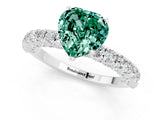 White gold Heart Cut Diamond Pavé Band Solitaire Ring with Prong Setting_1
