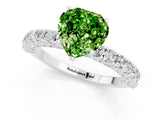 White gold Heart Cut Diamond Pavé Band Solitaire Ring with Prong Setting_1