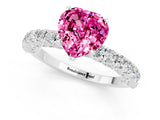 White gold Heart Cut Diamond Pavé Band Solitaire Ring with Prong Setting_1